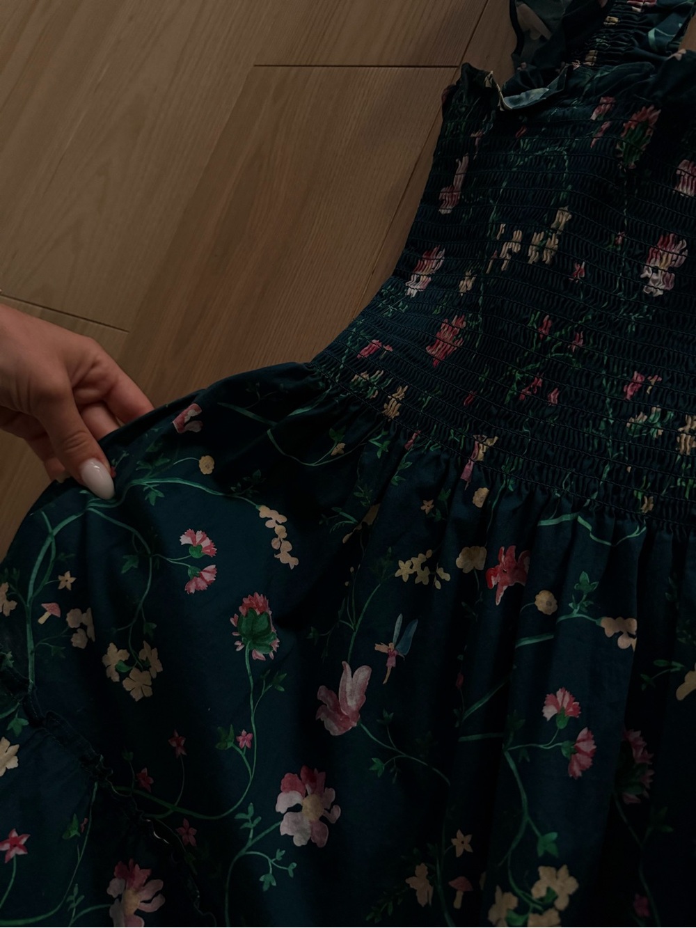 Hill House The Ellie Nap Dress in Emerald Trellis - Picture 5 of 7